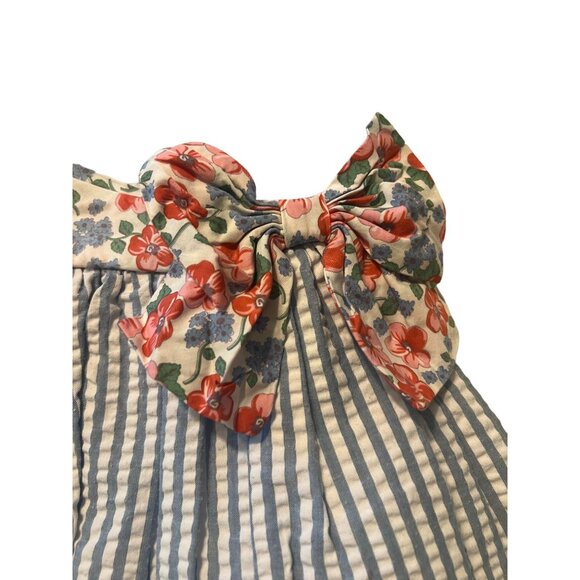 Bonnie Jean Blue Seersucker Stripe Dress Girls Size 2 Ruffle Sleeve Excellent ve - Picture 5 of 7